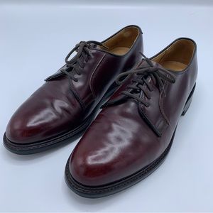 Loake Shoemakers Burgundy Polished Plain Toe Derby (771T) 8.5 Made in England